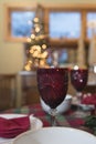 A glass on a table on Christmas