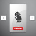 touch, click, hand, on, start Glyph Icon in Carousal Pagination Slider Design & Red Download Button