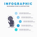 touch, click, hand, on, start Infographics Template for Website and Presentation. GLyph Gray icon with Blue infographic style Royalty Free Stock Photo