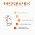 touch, click, hand, on, start Infographics Template for Website and Presentation. Line Gray icon with Orange infographic style Royalty Free Stock Photo