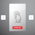 touch, click, hand, on, start Line Icon in Carousal Pagination Slider Design & Red Download Button