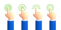 Touch or click icon design. 3D hand pointing icon design. Pointing gesture, tap screen, choose button. Vector 3d illustration