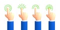 Touch or click icon design. 3D hand pointing icon design. Pointing gesture, tap screen, choose button. Vector 3d illustration