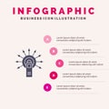 Touch, Click, Ok, Done, Touch Here Solid Icon Infographics 5 Steps Presentation Background