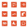 Touch display icons set, grunge style