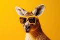Kangaroo strikes a pose with flair, wearing sunglasses