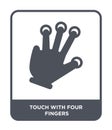 touch with four fingers icon in trendy design style. touch with four fingers icon isolated on white background. touch with four