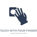 Touch with four fingers icon. Trendy flat vector Touch with four