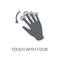 Touch with four fingers icon. Trendy Touch with four fingers log