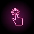 Touch free, interactive, digital neon icon. Simple thin line, outline vector of touch gesture icons for ui and ux, website or