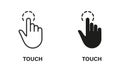 Touch Gesture, Hand Cursor for Computer Mouse Line and Silhouette Icon Set. Swipe, Click, Tap, Press, Point Sign Royalty Free Stock Photo