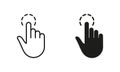 Touch Gesture, Hand Cursor for Computer Mouse Line and Silhouette Icon Set. Swipe, Click, Tap, Press, Point Sign Royalty Free Stock Photo