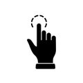 Touch Gesture, Hand Cursor for Computer Mouse Silhouette Icon. Click Press Double Tap Touch Swipe Point on Cyberspace