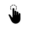 Touch Gesture, Hand Cursor for Computer Mouse Silhouette Icon. Click Press Double Tap Touch Swipe Point on Cyberspace