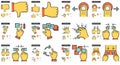 Touch gestures line icon set.