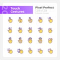 Touch gestures pixel perfect yellow RGB color icons set