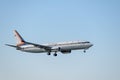 His Majesty King Maha Vajiralongkorn Boeing 737-8Z6 with the aircraft registration HS-HMK i in the approach to the southern runway