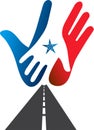 Touch hands road logo