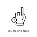 Touch and Hold icon. Trendy modern flat linear vector Touch and