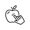 Black line icon for Touch, be in contact and fruit