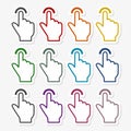 Touch icon, click, hand stickers set Royalty Free Stock Photo