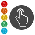 Touch icon, click, hand stickers set Royalty Free Stock Photo