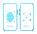 Touch ID and Face ID vector icon isolated fingerprint design for app and smartphones. Scanner icon. Vector illustration.