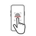 Touch ID vector icon isolated fingerprint design for app and smartphones. Scanner icon. Vector illustration.