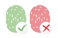 Touch ID vector icon isolated fingerprint design for app and smartphones. Yes and No. Scanner icon. Vector illustration.