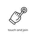 Touch and join icon. Trendy modern flat linear vector Touch and