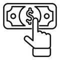 Touch money cash help icon outline vector. Company finance