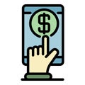 Touch money loan icon color outline vector