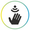 touch movement signal icon, sensor with hand, flat symbol