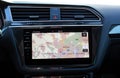 Touch multimedia screen system with application navigation on the screen in car. Royalty Free Stock Photo