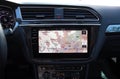 Touch multimedia system with application navigation on the screen in car. Royalty Free Stock Photo