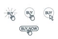 Touch and press buy button line icons set on white background Royalty Free Stock Photo