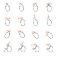 Touch screen gesture hand signs Royalty Free Stock Photo