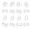 Touch screen hand gesture set, line art design