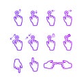 Touch screen hand gestures icons set for mobile application design isolated vector illustration. Royalty Free Stock Photo