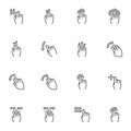 Touch screen hand gestures line icons set, Royalty Free Stock Photo