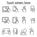Touch screen icon set in thin line style Royalty Free Stock Photo