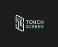 Touch screen palm finger vector logotype. Line smart phone tablet touchscreen logo.