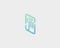 Touch screen palm finger vector logotype. Line smart phone tablet touchscreen logo.