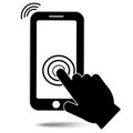 Touch screen smartphone sign icon. Hand pointer symbol. Flat design style