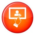 Touch screen tablet click icon, flat style