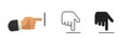 Touch surface finger hand icon simple line stroke outline vector, pointer push poke flat carton graphic set, swipe or press tap