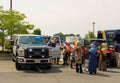 The touch-a-truck event at christiansburg in the summertime