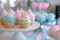 Touching Baby gender reveal party. Generate AI Royalty Free Stock Photo