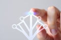 Hand touching abstract digital network tree structure connection of nodes and branches of communication digital technology Royalty Free Stock Photo