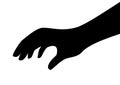 Touching hand vector silhouette icon